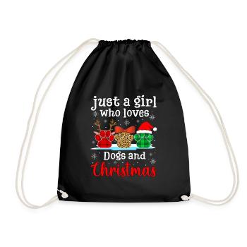 Just A Girl Who Loves Dogs and Christmas - Drawstring Bag - black - Front
