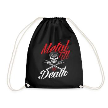 Metal Music Musician Skull - Drawstring Bag - black - Front