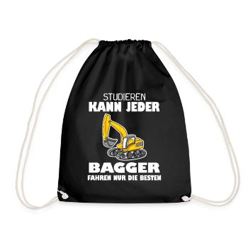 Bauarbeiter Bagger Baggerfahrer Spruch - Turnbeutel - Schwarz - Vorne