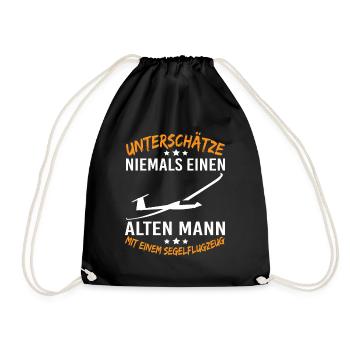 Segelfliegen und Segelflieger - Turnbeutel - Schwarz - Vorne