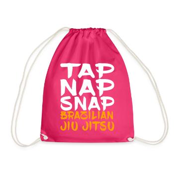 Tap Nap Snap Brazilian Jiu Jitsu - Drawstring Bag - fuchsia - Front