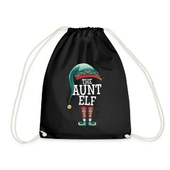 Die Tante Elfe Weihnachts Outfit Damen Frauen Aunt - Turnbeutel - Schwarz - Vorne