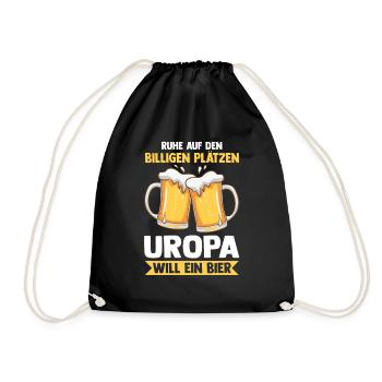Uropa Bier - Turnbeutel - Schwarz - Vorne