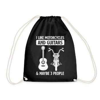 I Like Motorcycles And Guitars And 3 People - Drawstring Bag - black - Front