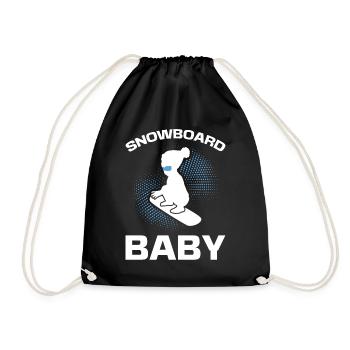 Snowboarding Snowboard Baby Kids Snowboarder - Drawstring Bag - black - Front