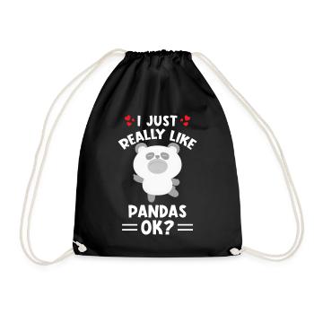 I just really like Pandas ok - Drawstring Bag - black - Front