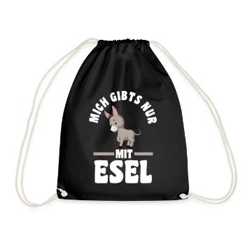 Mich gibt’s nur mit Esel - Turnbeutel - Schwarz - Vorne