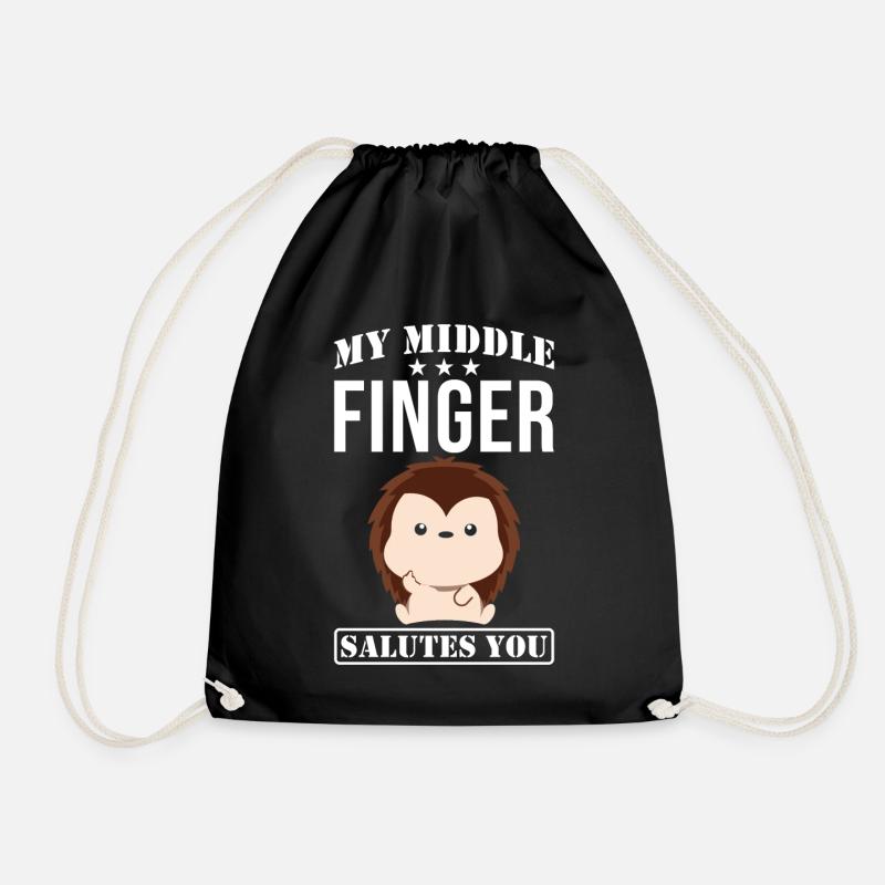 Mein Mittelfinger salutiert Dir Igel Spruch - Turnbeutel - Schwarz