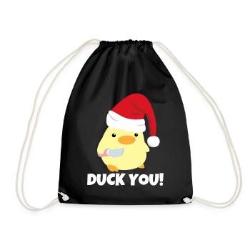 Canard vous! Canard de Noël avec mème au couteau - Sac de sport léger - noir - Devant