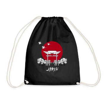 Japan Sun Crane Temple - Drawstring Bag - black - Front