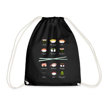 sushi kit Chopsticks manga wasabi japan riz fish - Sac de sport léger - noir - Devant