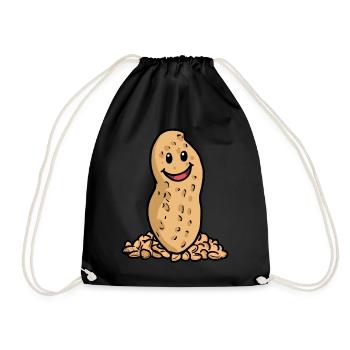 Xmas Christmas Gift Peanut Nut Happy - Drawstring Bag - black - Front