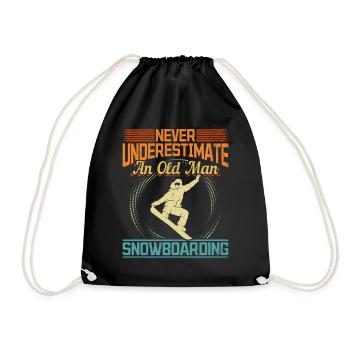 Retro Never Underestimate an old man Snowboarding - Turnbeutel - Schwarz - Vorne