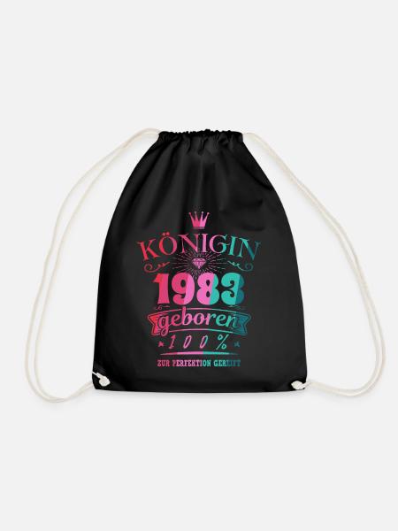 Geburtsjahr 1983 Königin Geburtstag Geschenk - Turnbeutel - Schwarz