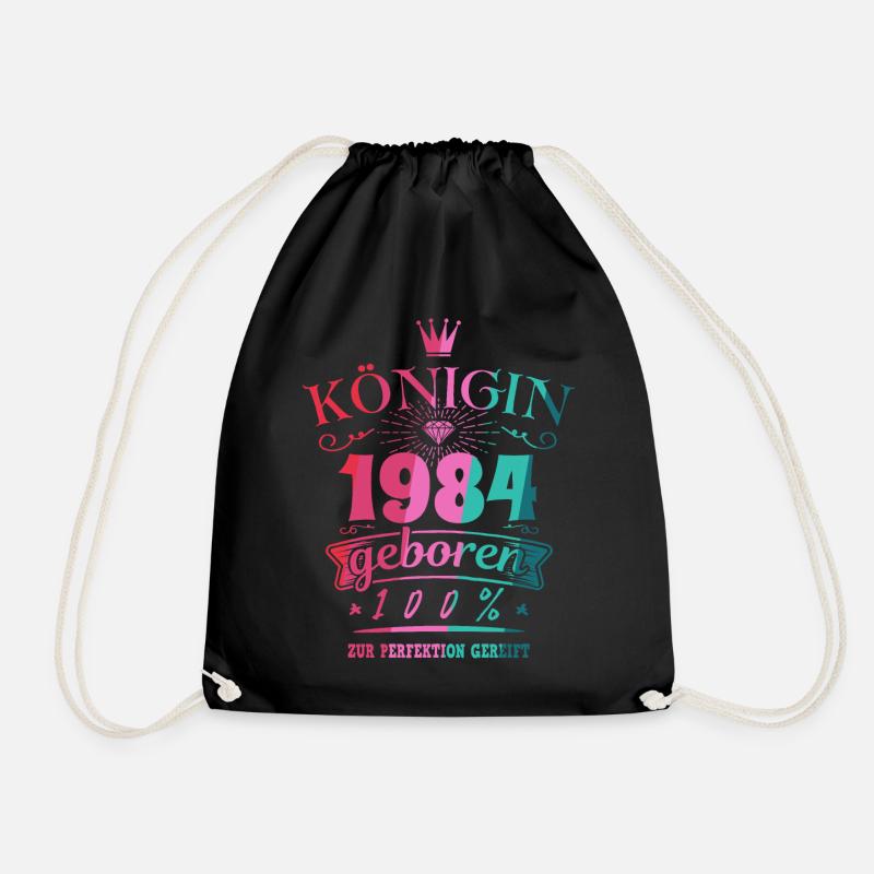 Geburtsjahr 1984 Königin Geburtstag Geschenk - Turnbeutel - Schwarz