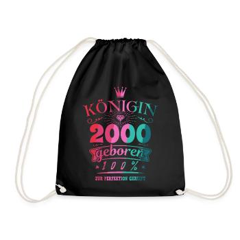Geburtsjahr 2000 Königin Geburtstag Geschenk - Turnbeutel - Schwarz - Vorne