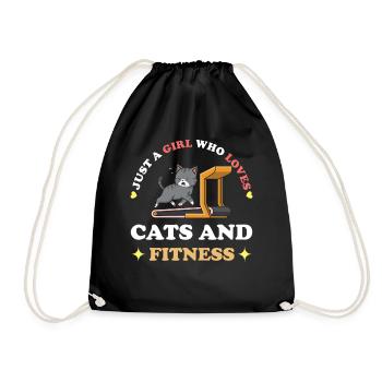 Fitness and Cats Saying - Drawstring Bag - black - Front