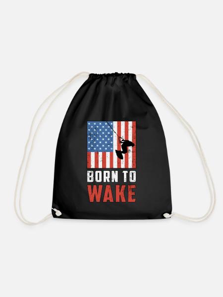 Wakeboarden Wake Wakeboard Wakeboarding Geschenk - Turnbeutel - Schwarz