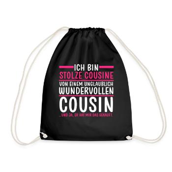 Cousine und Cousin - Turnbeutel - Schwarz - Vorne
