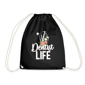 Dentist Life Floral Flower Dentist - Turnbeutel - Schwarz - Vorne