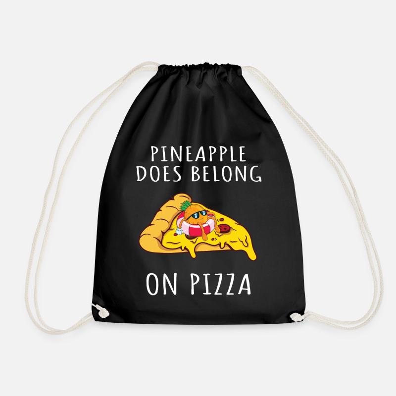 Pizza Hawaii Pineapple Pizza Food - Drawstring Bag - black