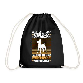 Zwergpinscher streicheln Pinscher Rehpinscher - Turnbeutel - Schwarz - Vorne
