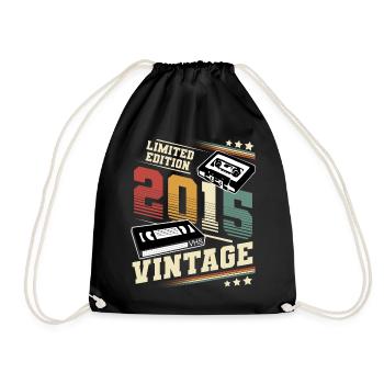 2015 Geburtsjahr Baujahr Geburtstag vintage - Turnbeutel - Schwarz - Vorne