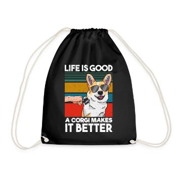 Life Is Good A Corgi Makes It Better Fist Bump - Turnbeutel - Schwarz - Vorne