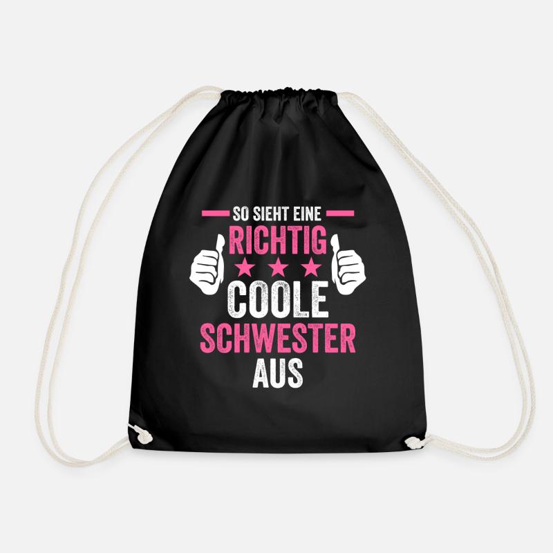 Coole Schwester - Turnbeutel - Schwarz
