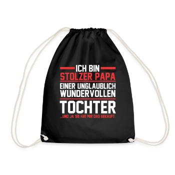 Papa Vater Vatertag Tochter - Turnbeutel - Schwarz - Vorne