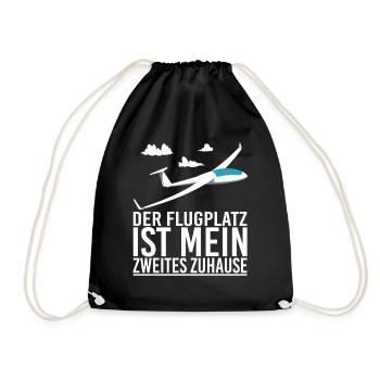 Segelflieger Segelfliegen Flugplatz - Turnbeutel - Schwarz - Vorne