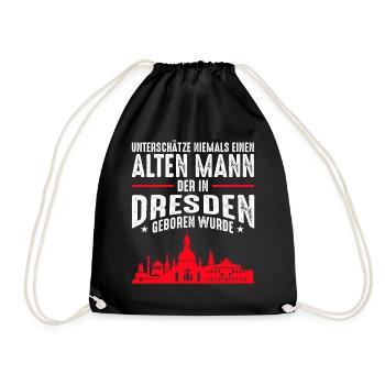 Lustiges Dresden Stadt Männer Sprüche Geschenk - Turnbeutel - Schwarz - Vorne