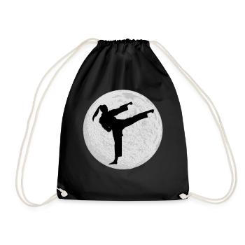 Taekwondo Girl Moon - Drawstring Bag - black - Front