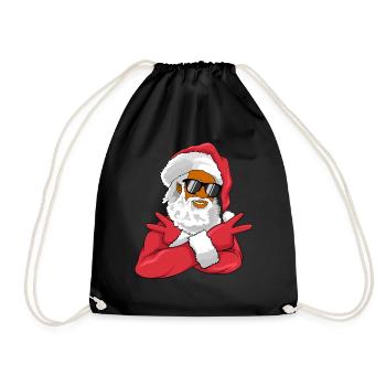 Afroamerikanischer Weihnachtsmann - Turnbeutel - Schwarz - Vorne