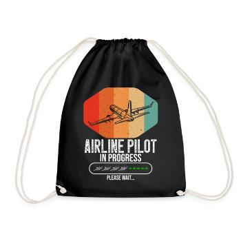 Airline Pilot In Progress Future Airline Pilot Kid - Drawstring Bag - black - Front
