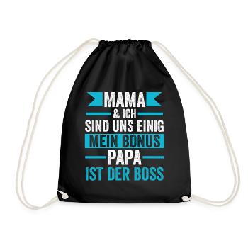 Bonuspapa ist der Boss - Turnbeutel - Schwarz - Vorne