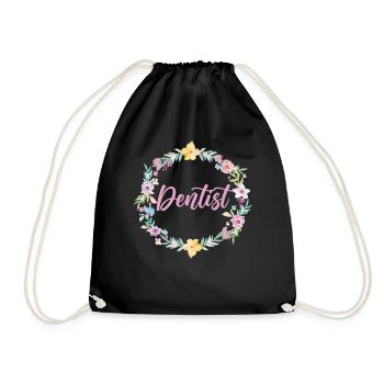 Dentist Floral Flower Dentist - Turnbeutel - Schwarz - Vorne