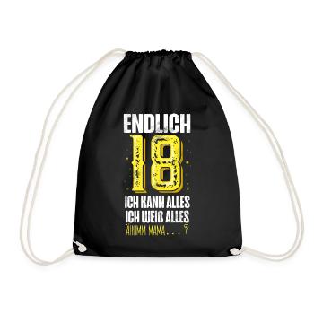 18. Geburtstag 18 Jahre - Turnbeutel - Schwarz - Vorne
