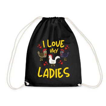 I LOVE MY LADIES! LUSTIGES HÜHNER HUHN BAUER - Turnbeutel - Schwarz - Vorne