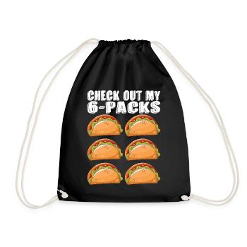 Tacos Taco Mexikanisch Fast Food Geschenk - Turnbeutel - Schwarz - Vorne
