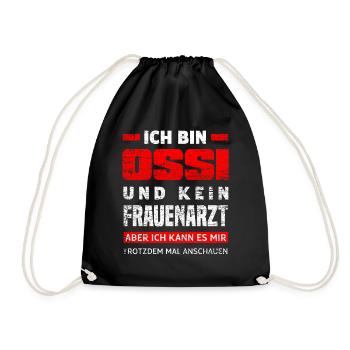 Ossi Ostdeutscher Lustige Spruch - Turnbeutel - Schwarz - Vorne