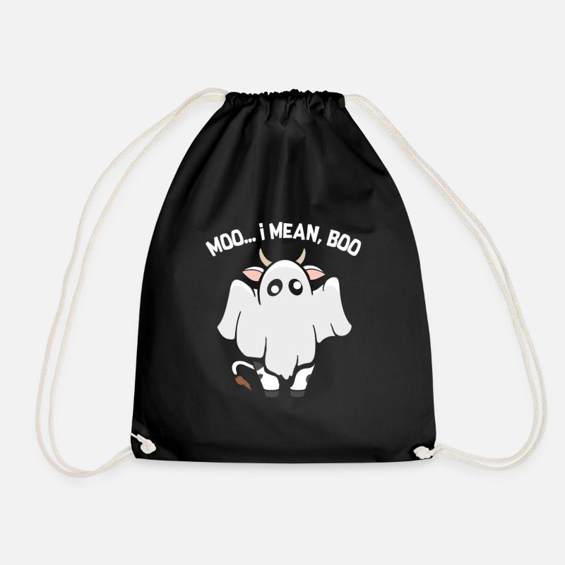 Moo I Mean Boo Ghost Kuh Geist Kuh Halloween - Turnbeutel - Schwarz