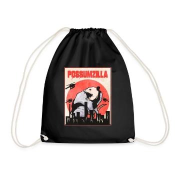 Possumzilla - Funny Trash Gang Opossum - Drawstring Bag - black - Front