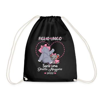 Figlio unico, sarò una sorella maggiore 2022, - Drawstring Bag - black - Front