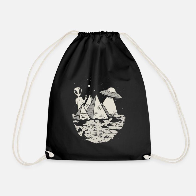 Ancient astronaut design for an alien theorate - Drawstring Bag - black