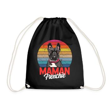 Maman Frenchie, chemise de chien drôle, cadeau - Drawstring Bag - black - Front