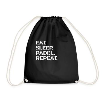 Padel Tennis - eat sleep padel repeat - Turnbeutel - Schwarz - Vorne