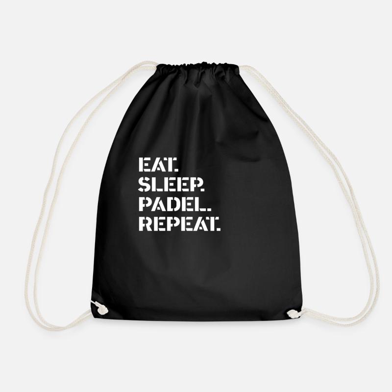 Padel Tennis - eat sleep padel repeat - Drawstring Bag - black
