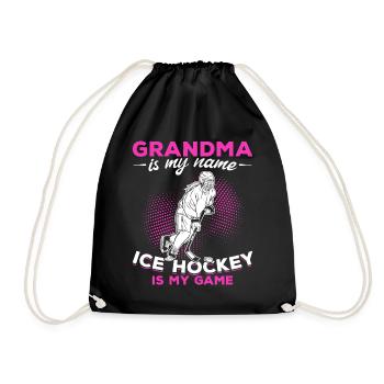 Eishockey Grandma is my Name Ice Hockey Is My Game - Turnbeutel - Schwarz - Vorne