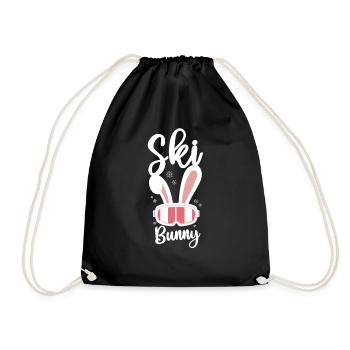 Ski Skiing Ski - Drawstring Bag - black - Front